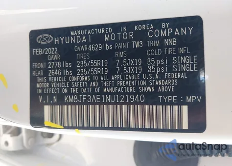 2022 Hyundai Tucson N Line z USA, uszkodzony, nr VIN KM8JF3AE1NU121940